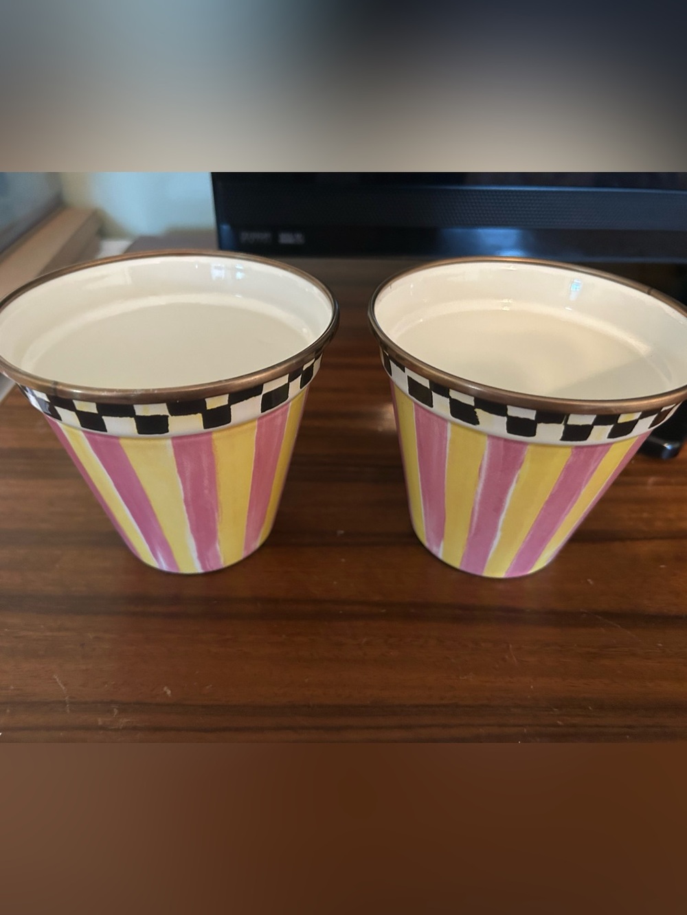 Set of two McKenzie Childs flower pots